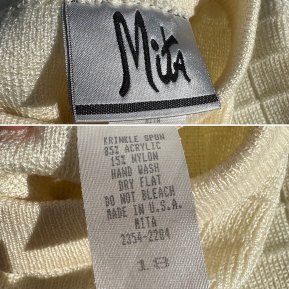 Vintage Mita Pastel Yellow Top Short Sleeve Windowpane Sweater Women’s Size XL - Picture 11 of 11